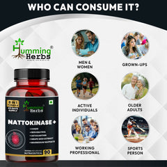 Humming Herbs Nattokinase+ 8-in-1 Formula – Heart Health Support with CoQ10, Resveratrol, Astaxanthin, Grape Seed Extract, Magnesium, Vitamin K2 & D3 – 1006mg | 90 Capsules