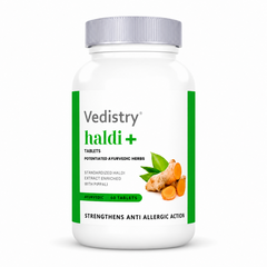 Vedistry Haldi+ Tablets | Standardized Turmeric Extract with Piperine | Ayurvedic Immunity & Anti-Allergy Support | 60 Tablets