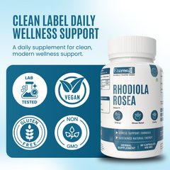 Eternell® Rhodiola Rosea Capsules | 450 MG | Supports Stress Resilience, Energy & Mental Clarity | 60 Capsules