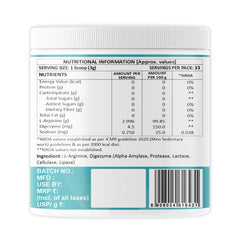 Weoliv L-Arginine Amino Acid Powder | Supports Recovery & Endurance | Unflavoured | 3g L-Arginine (Per Serve) | 100g