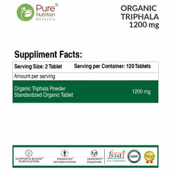 Pure Nutrition Organic Triphala 120 Veg Tablets | Supports Colon Cleanse, Healthy Digestion, Weight Management & Improved Bowel Wellness | Relieves Constipation