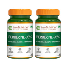 Pure Nutrition BERBERINE 98% 60 Veg Tablets | with Jamun Beej, Karela & Fenugreek Extract | Supports Blood Sugar Control, Weight Management, Heart & Metabolic Health | Natural Herbal Wellness Formula