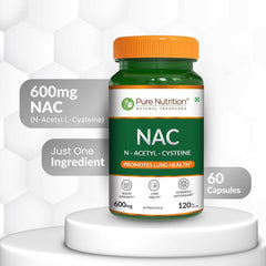 Pure Nutrition NAC (N-Acetyl L-Cysteine) 600mg - 120 Veg Capsules | Powerful Antioxidant Support for Immunity, Lung & Respiratory Health | Enhances Liver Detox, Reduces Oxidative Stress, Boosts Cellular Health for Men & Women