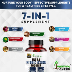Humming Herbs ULTRA NITRIC BOOSTER - 7in1 | Beet Root, L-Arginine, Tongkat Ali, Black Pepper, L-Citrulline, Tribulus Terrestris & Ashwagandha
