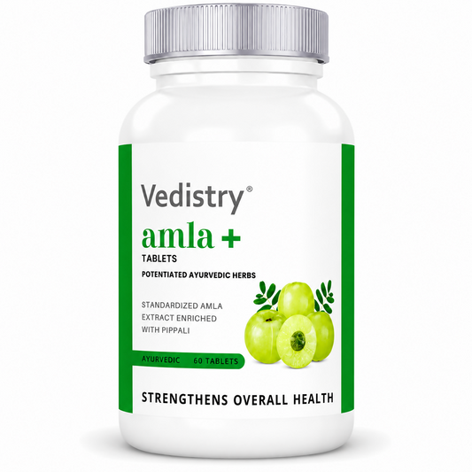 Vedistry® Amla+ Tablets | Potentiated Ayurvedic Herbs | Enriched with Pippali | Supports Overall Health & Immunity | 60 Tablets
