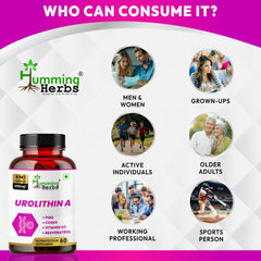Humming Herbs Urolithin A Complex – 250 mg Urolithin A with CoQ10, PQQ, Resveratrol & Vitamin D3 – 5in1 Mitochondrial & Cellular Energy Support – Vegan, Non-GMO