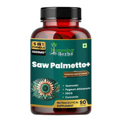 Humming Herbs Saw Palmetto Plus Prostate Support - Enhanced Formula with Quercetin, Turmeric, Pygeum, Vitamins E & B6, Zinc, Selenium for Men's Health, Capsule