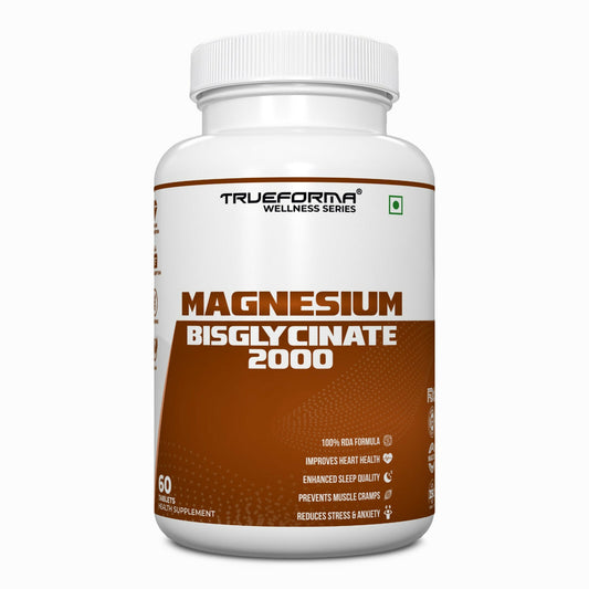 TrueForma Magnesium Bisglycinate 2000mg Tablets | 440mg Elemental Magnesium | Supports Sleep, Muscle Recovery & Heart Health | Vegan | 60 Tablets