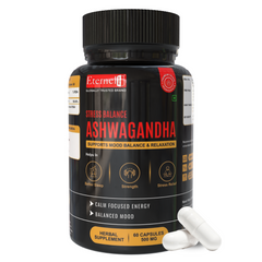Eternell® Ashwagandha Capsules | 500 MG | Withania Somnifera 10:1 Extract | Supports Stress Management, Mood Balance & Relaxation | 60 Capsules