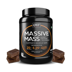 QNT Massive Mass Gainer |Irish Chocolate | 25g Protein, 5.7g BCAA | Supports Weight Gain, Recovery & Strength
