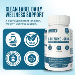 Eternell® L-Theanine + GABA | Supports Relaxed Focus & Mood Balance | Calm Focused Energy | 60 Capsules