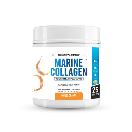 Gainz4Ever Marine Collagen Powder, 325g (25 Servings) | 12g Marine Collagen & 11g Protein Per 13g Serving | With Vitamin C & Digestive Enzymes | Supports Skin, Hair, Nails & Joint Health