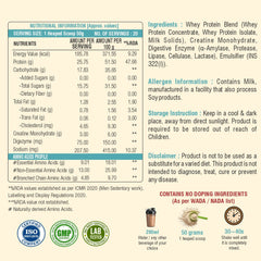 Weoliv Ignite Whey Protein Powder | Isolate + Concentrate + Creatine | Unflavoured | 25g Protein & 3g Creatine | 1Kg