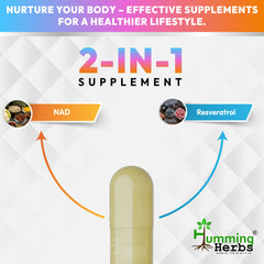 Humming Herbs NAD+ 600mg - Advanced Cellular Health & DNA Repair Formula - Energy and Metabolism Boost with Resveratrol and Polygnum Cuspidatum for Longevity & healthy Aeging