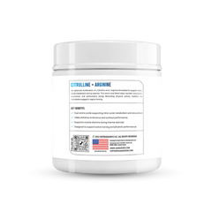 Gainz4Ever Citrulline Arginine Powder, 315g (90 Servings) | 1.5g L-Citrulline + 1.5g L-Arginine Per Serving | Supports Nitric Oxide Production, Muscle Pump, Endurance & Exercise Performance