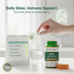 Pure Nutrition Zinc Glycinate Supplement (66 mg) | 120 Veg Capsules | 13.2 mg Elemental Zinc | Daily Zinc Supplement for Skin, Hair & General Wellness