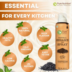 Pure Nutrition Black Sesame Oil Spray - 200ml | 100% Pure, Natural & Cold-Pressed | Cook Healthy with 10X Less Oil | Rich in Antioxidants & Nutrients | Ideal for Saut ing, Grilling & Salad Dressings | Heart-Healthy Oil