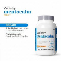 Vedistry® Mentacalm Tablets | Ayurvedic Stress & Anxiety Relief | Enriched with Ashwagandha, Brahmi & Shankhpushpi | Non-Drowsy Formula | 90 Tablets