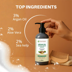 Pure Nutrition Argan Oil Damage Repair Shampoo 250ml | Sulphate & Paraben Free | With Aloe Vera & Sea Kelp | Moisturizing Shampoo for Dry, Damaged & Frizzy Hair