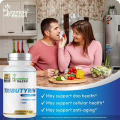 Humming Herbs Tributyrin 95% Pure | 730 mg Butyrate | With Zinc, FOS & Probiotic Blend & FOS | 180 Veg Capsules | Nutraceutical Supplement