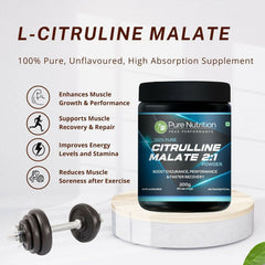 Pure Nutrition L-Citrulline Malate 2:1 Powder 200g, 66 Servings | 100% Pure & Unflavoured | Boosts Stamina, Enhances Performance, Speeds Muscle Recovery & Reduces Fatigue | Ideal Pre-Workout for Men & Women