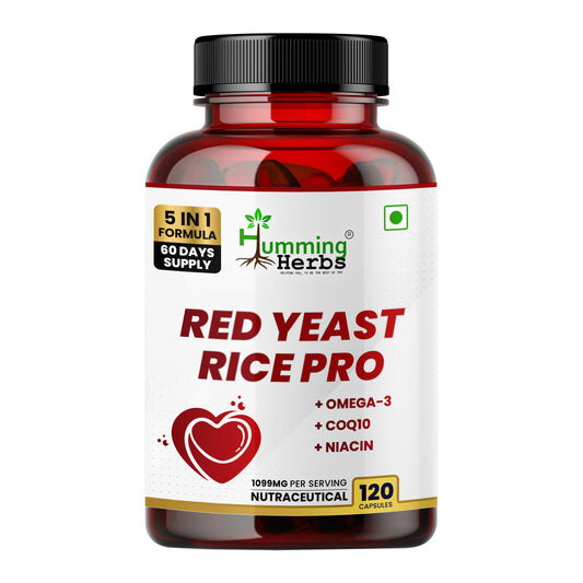 Humming Herbs Red Yeast Rice Pro 5-in-1 Supplement | Red Yeast Rice, Omega-3 (EPA/DHA), CoQ10, Niacin, ALA