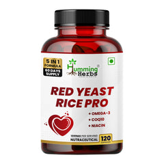 Humming Herbs Red Yeast Rice Pro 5-in-1 Supplement | Red Yeast Rice, Omega-3 (EPA/DHA), CoQ10, Niacin, ALA