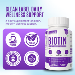 Eternell® Biotin Tablets | 40 MCG Biotin with Zinc & Selenium | Supports Hair, Skin & Nail Health | 60 Tablets