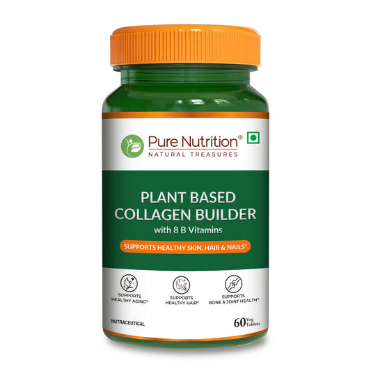 Pure Nutrition Plant-Based Collagen Builder 60 Veg Tablets | With Biotin, Vitamin C & 8 B-Vitamins | For Glowing Skin, Strong Hair & Nails, Joint Support & Bone Health | Collagen Supplement for Men & Women