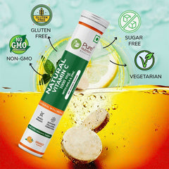 Pure Nutrition Vitamin C + Zinc, 20 Effervescent Tablets (20 x 1) Orange Flavour | 1000mg Amla Extract | Supports Acne Free Skin for Women & Men | Rich in Antioxidants | Boosts Energy & Immunity