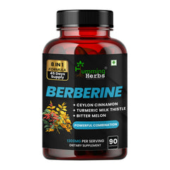 Humming Herbs Berberine Supplement with Milk Thistle,Ceylon Cinnamon, Turmeric, Red Yeast Rice, Wild Bitter Melon, Gymnema & Probiotics – Vegetarian Capsules