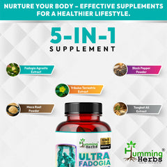 Humming Herbs Ultra Fadogia Agrestis Capsules | Tongkat Ali, Maca Root Extract | Natural Energy and Vitality Boost