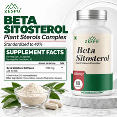 ZESPO® Beta Sitosterol Capsules | 1200 mg Plant Sterols Complex per Serving | Supports Immune Function & Healthy Cholesterol Levels | 60 Capsules