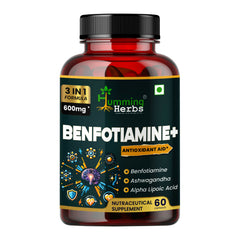 Humming Herbs Benfotiamine+ 600mg with Ashwagandha & Alpha Lipoic Acid - Antioxidant & Energy Support - Promotes Nerve Health & Metabolic Function