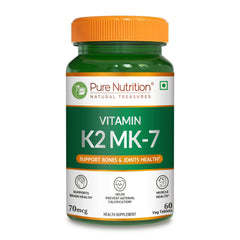 Pure Nutrition Vitamin K2 MK7 with Vitamin D3 Tablets for Men & Women | Supports Bone Strength, Heart Health & Calcium Absorption | K2 MK-7 Supplement – 60 Veg Tablets
