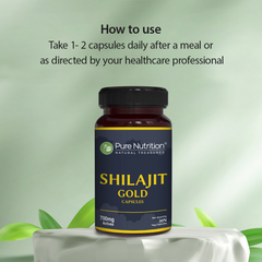 Pure Nutrition Shilajit Gold 60 Veg Capsules with Kaunch Beej, Ashwagandha, Safed Musli, Gokhru & Shatavari for Energy, Strength, Stamina & Performance | Premium Ayurvedic Supplement for Men