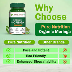 Pure Nutrition Moringa 1200mg| Rich in Antioxidants, Vitamins & Minerals | Supports Healthy Digestion, Immunity, Energy Levels & Detox | Superfood Supplement for Men & Women