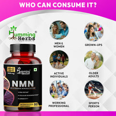 Humming Herbs NMN Pure Supplement 1000mg – Nicotinamide Mononucleotide for Cellular Energy, DNA Repair & Longevity – 90 Capsules