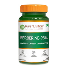 Pure Nutrition BERBERINE 98% 60 Veg Tablets | with Jamun Beej, Karela & Fenugreek Extract | Supports Blood Sugar Control, Weight Management, Heart & Metabolic Health | Natural Herbal Wellness Formula