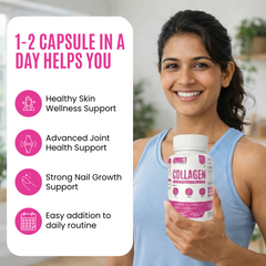 Eternell® Collagen Capsules | 500 MG | Supports Skin Elasticity, Hair, Nail & Joint Health | 60 Capsules