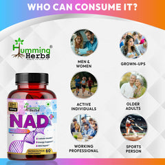 Humming Herbs NAD+ 600mg - Advanced Cellular Health & DNA Repair Formula - Energy and Metabolism Boost with Resveratrol and Polygnum Cuspidatum for Longevity & healthy Aeging