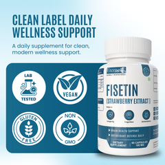 Eternell® Fisetin (Strawberry Extract) Capsules | 100 MG | Supports Brain Health, Antioxidant Defense & Daily Vitality | 60 Capsules