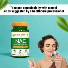Pure Nutrition NAC (N-Acetyl L-Cysteine) 600mg - 60 Veg Capsules | Powerful Antioxidant Support for Immunity, Lung & Respiratory Health | Enhances Liver Detox, Reduces Oxidative Stress, Boosts Cellular Health for Men & Women
