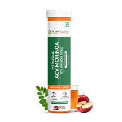 Pure Nutrition Metabolic ACV Moringa -15 Tablets Effervescent Tablets with Cinnamon | Supports Weight Management, Gut Health & Detoxification | Apple Flavour