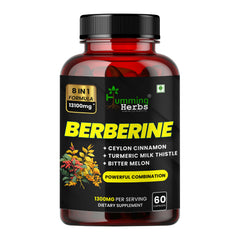 Humming Herbs Berberine Supplement with Milk Thistle,Ceylon Cinnamon, Turmeric, Red Yeast Rice, Wild Bitter Melon, Gymnema & Probiotics – Vegetarian Capsules