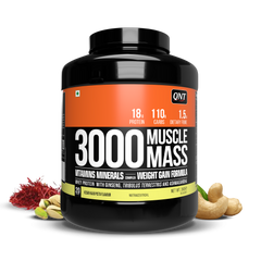 QNT Muscle Mass 3000 | Weight Gainer and Muscle Gainer Supplement (18g Protein, 1.5g Dietary Fibre, 110g Carbs) Per Serve
