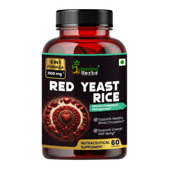 Humming Herbs Red Yeast Rice 500mg Capsules - Natural Cholesterol Support with CoQ10, Policosanol - Heart Health & Blood Circulation