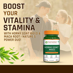 Pure Nutrition Horny Goat Weed with Maca Root Extract 1000mg 60 Veg Capsules | Supports Energy, Stamina, Bone & Hormonal Health