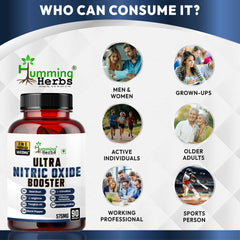 Humming Herbs ULTRA NITRIC BOOSTER - 7in1 | Beet Root, L-Arginine, Tongkat Ali, Black Pepper, L-Citrulline, Tribulus Terrestris & Ashwagandha