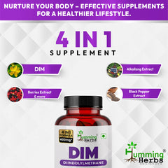Humming Herbs DIM - Diindolylmethane - Alkalizing Extracts Spirulina,Berries Blend, Black Pepper Extract - 90 cap